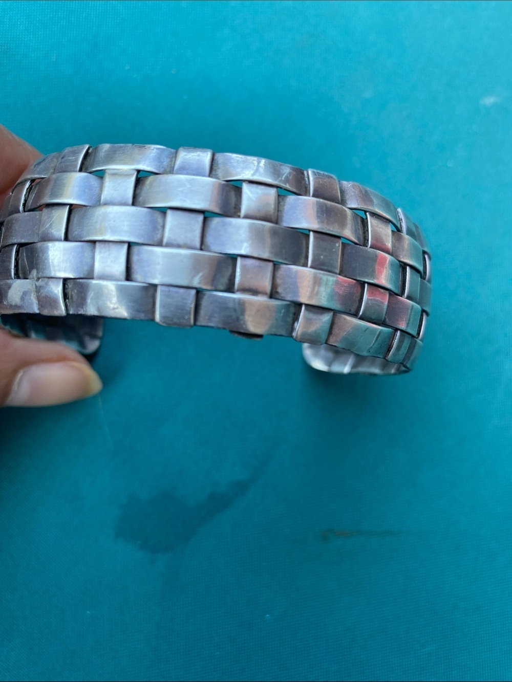 Navajo Woven Cuff Bracelet - Sterling Silver - Picture 2 of 6